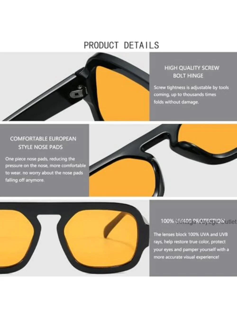 Vintage Square Aviator Sunglasses for Women - UV400 Protection, 2 Pack